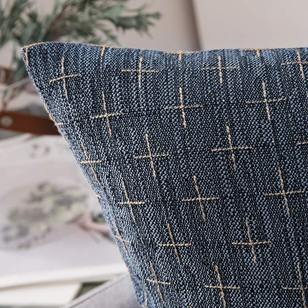 Pack of 2 Decorative Burlap Linen Euro Sham Throw Pillow Covers Modern Farmhouse Vintage Pillowcase Rustic Woven