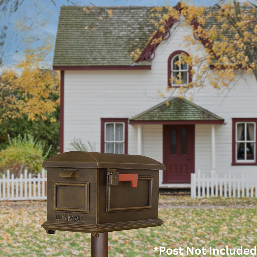 Traditional Curbside Mailbox - Copper Aluminum Mailbox for Post Mount