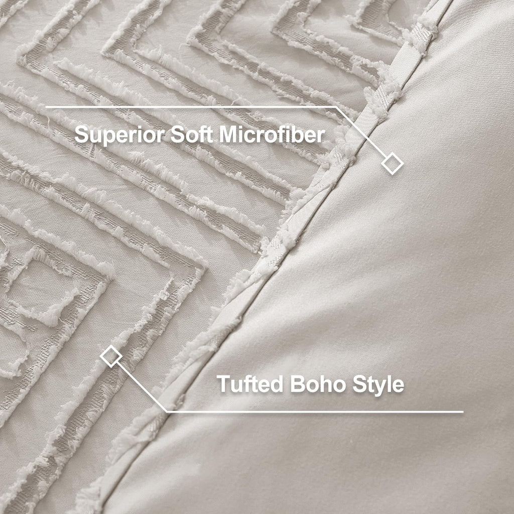 California King Comforter Set, 3 Pcs Tufted Boho Bedding Set