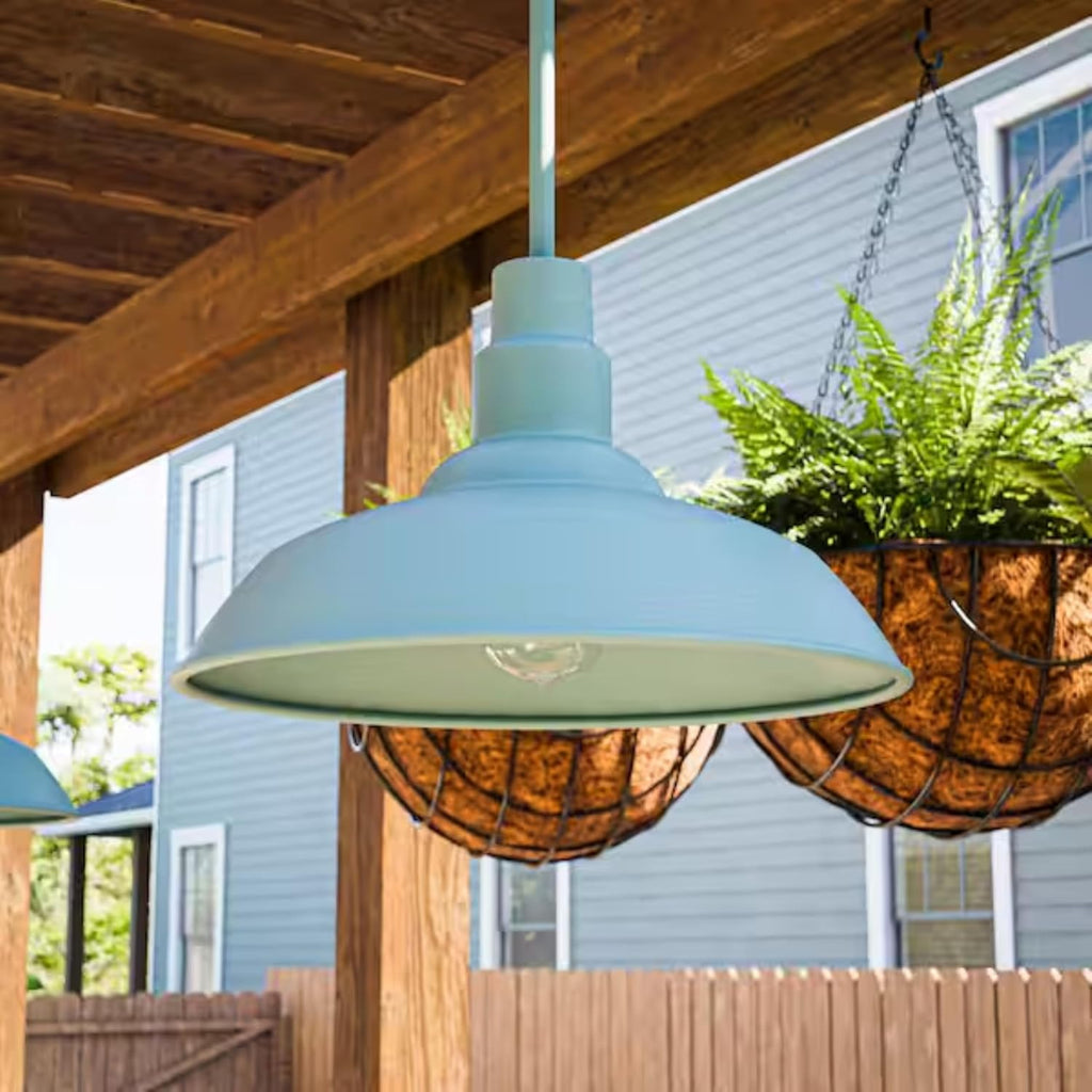 Ridge Outdoor 1 Light Teal Mini Pendant, Weather-Resistant Hanging Porch Light