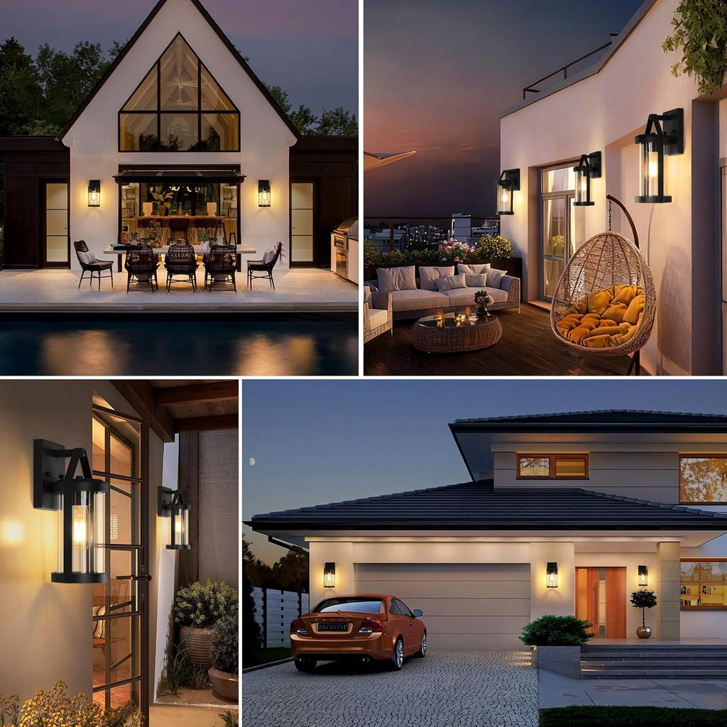 Outdoor Wall Light Fixtures, Waterproof Matte Black Exterior Wall Lantern Sconce Porch Lights
