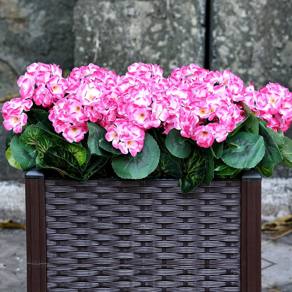 2 Pcs Pre-Potted Artificial Flowers for Outdoor - Pink