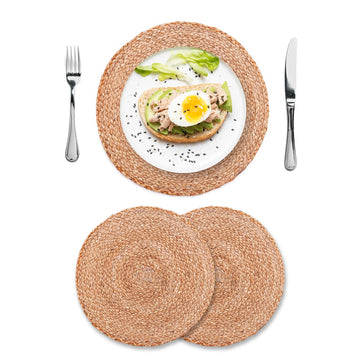 Round Jute Placemats, Set of 2, 13 Inch