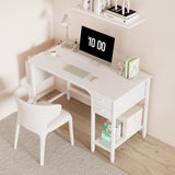 White Small Desk with Drawers - 40 Inch Computer Desk for Small Space Home Office