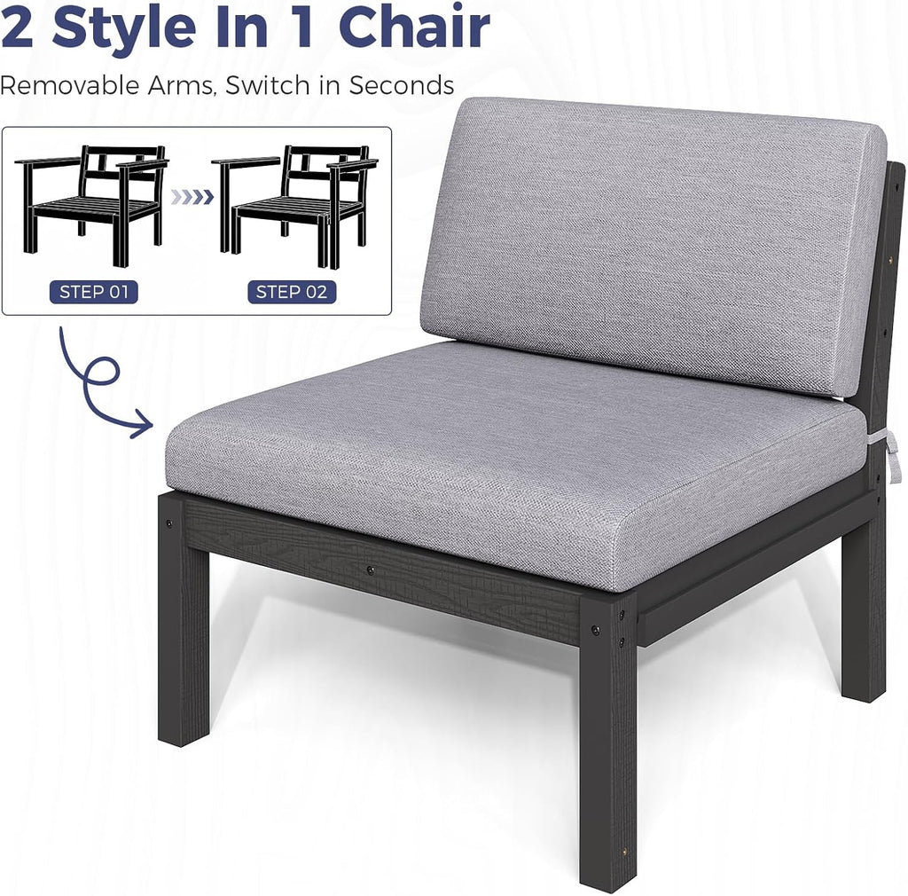 Modular Outdoor Patio Conversation Set, 7-Piece L-Shaped Sectional Sofa Set with Coffee Tables & Thick Cushions, Easy