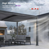Louvered Pergola 10' x 12' Aluminum Outdoor Pergola with Adjustable Louvers Roof and Integrated Drainage System 70 Mph