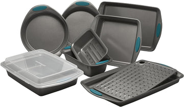 Yum-o! Nonstick Bakeware Oven Lovin' Pans Set, 10-Piece, Gray and Marine Blue