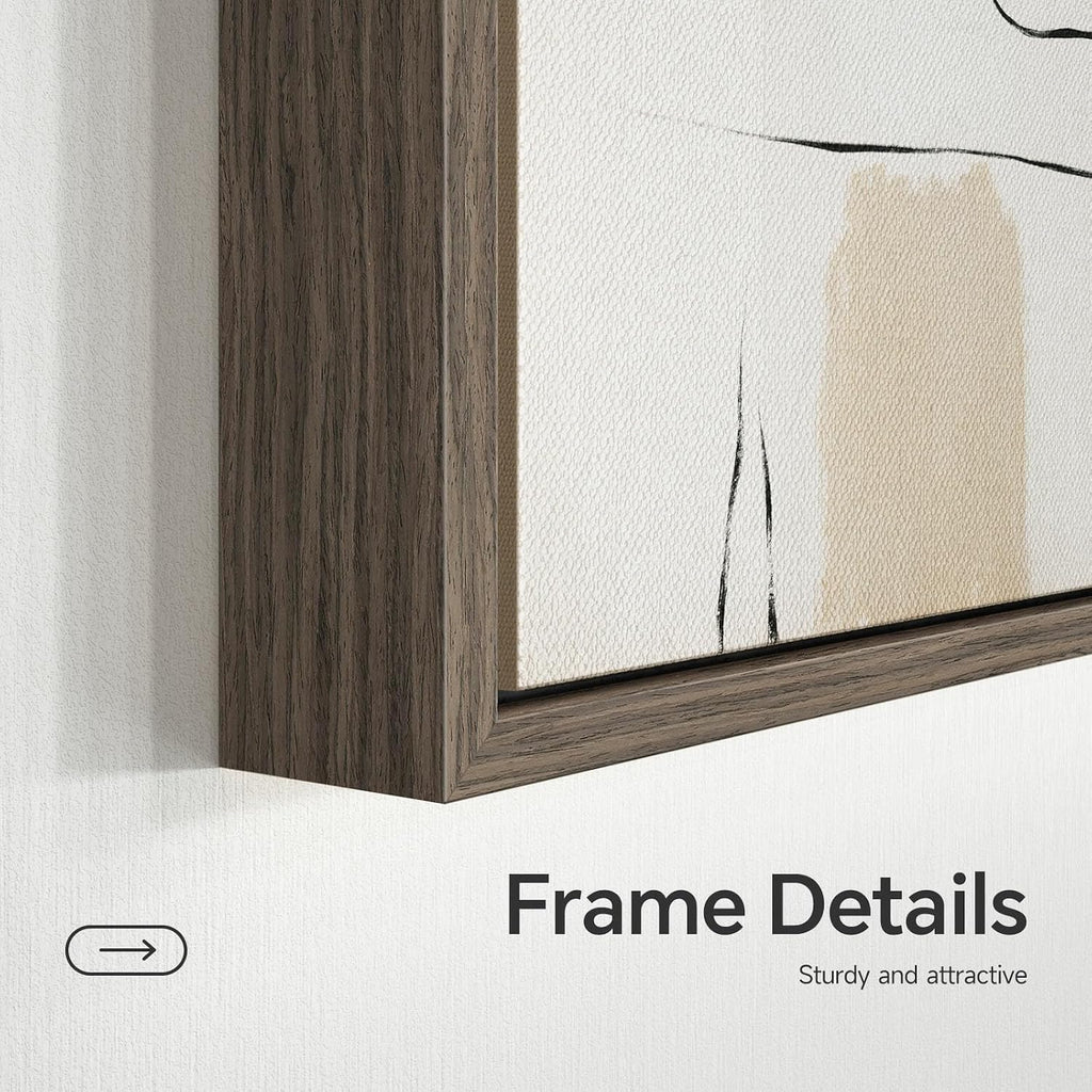 Framed Grey White Abstract Wall Art , 3 Piece Large Gold Neutral Canvas Prints Artwork for Walls, Gray Modern