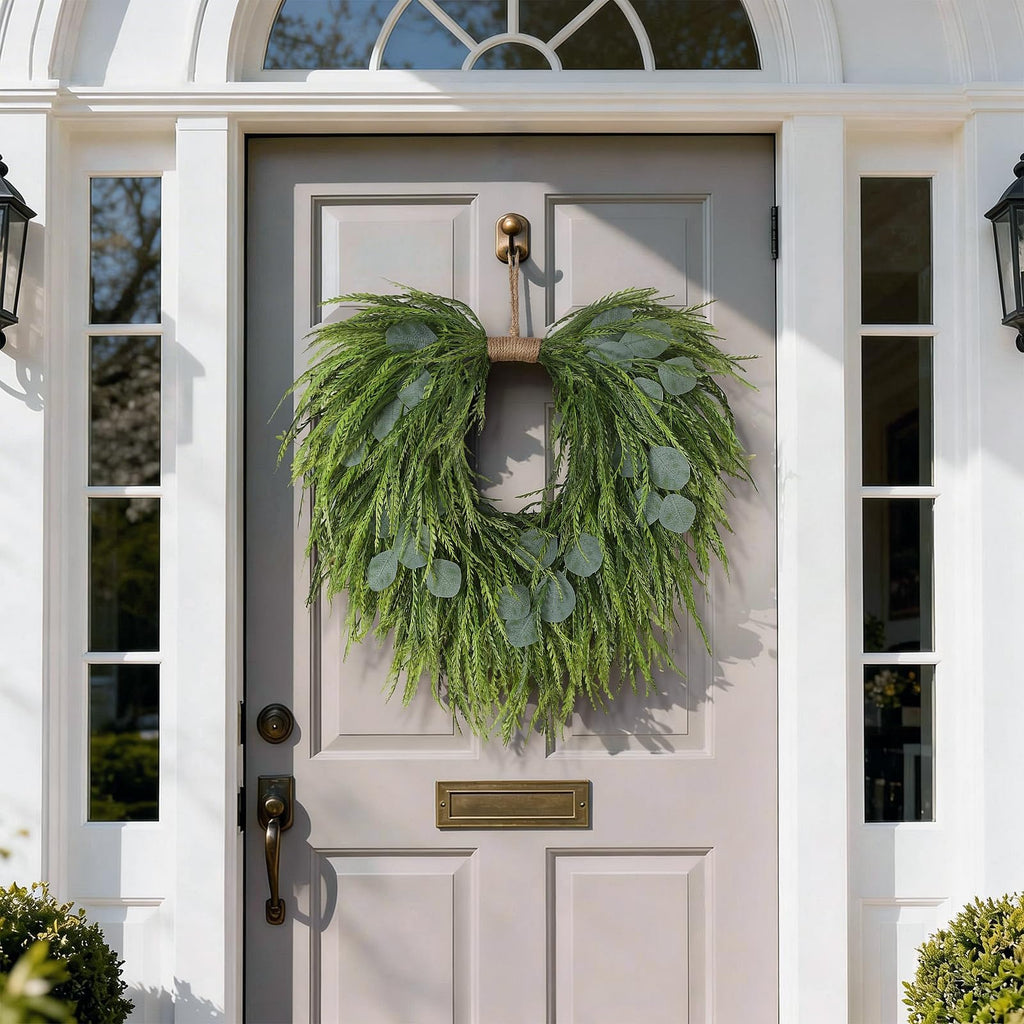 Artificial Eucalyptus & Saw Grass Wreath for Front Door Decor