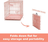 24-Inch Pink Fashion iCrate for Small Breeds, 12-20 lbs, Single Door Folding Dog Crate with Divider Panel