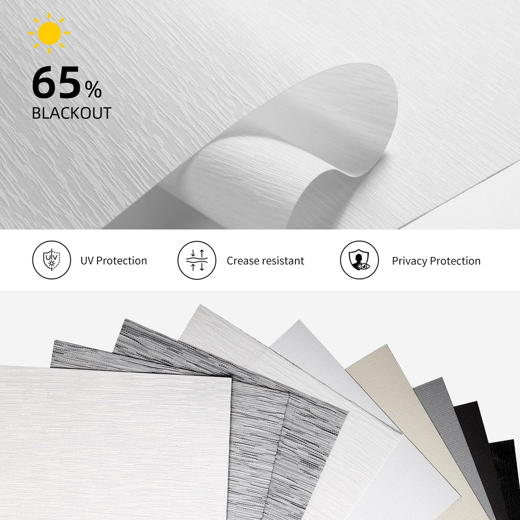 Motorized Light Filtering Blinds with Remote Light White