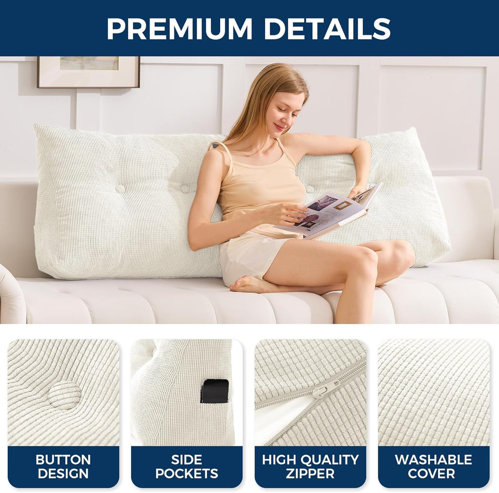 Headboard Pillow King, Triangle Pillows for Headboard, Head Board Backrest Wedge Pillow for Reading Sitting Working