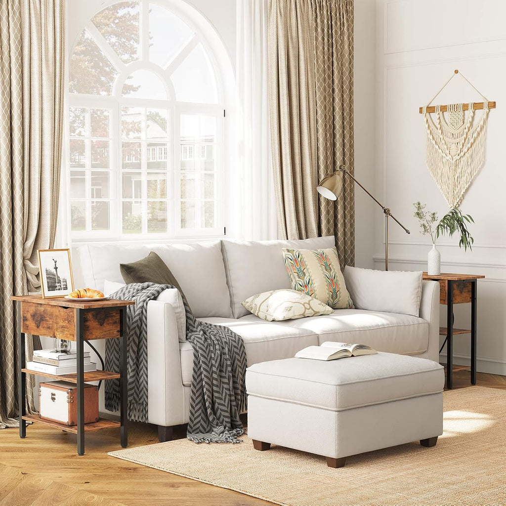 Set of 2 End Tables, Side Table with Charging Station, Flip Top Nightstand with USB Ports and Outlets, Bedside Tables