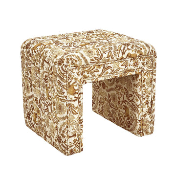 Vanity Stool Chair, Modern Tusk Bloom Ottoman Foot Stool with Wooden Legs Sofa Bench Footstool Extra Seat for
