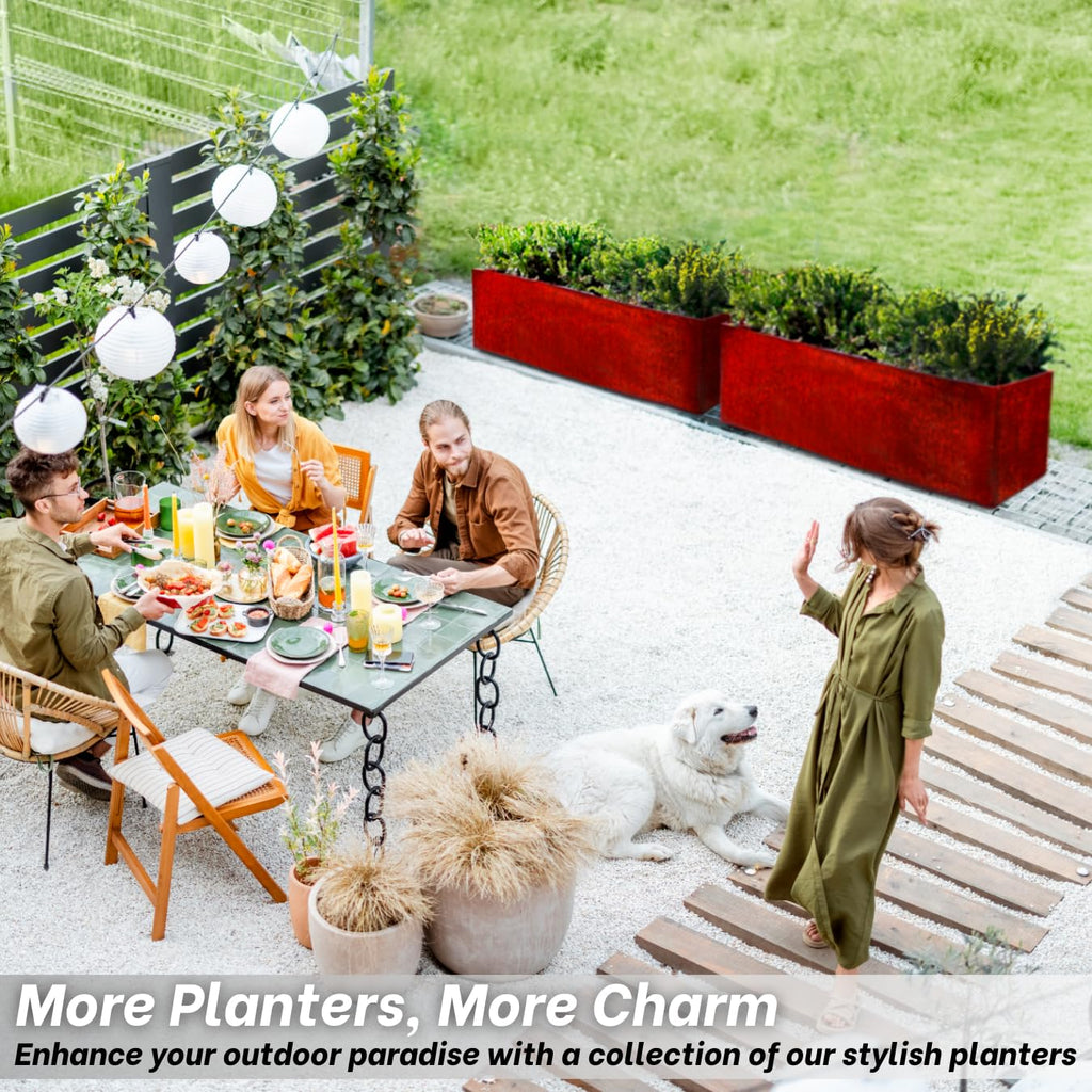 Corten Steel Planter Large Rectangle for Outdoor, Metal Planter Box - 46x20x20 inch - Flower Pot for Garden, Patio