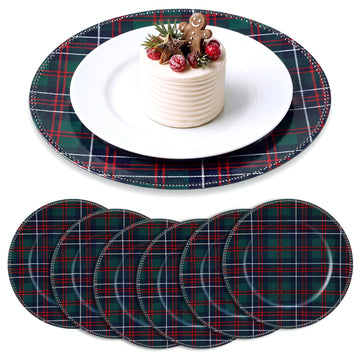 6 Pack 13" Christmas Tartan Plaid Charger Plates Round with Beaded