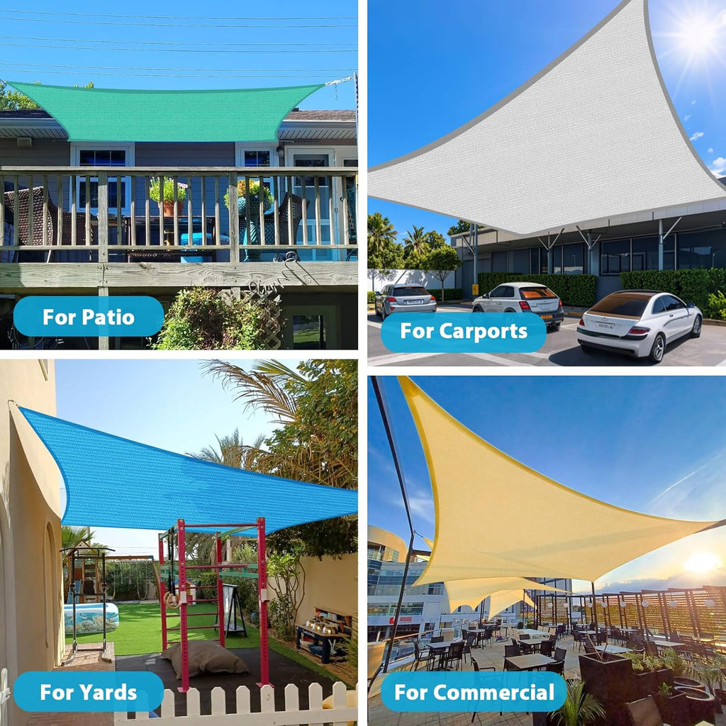 Sun Shade Sail 16'X20' Curved Edge Outdoor Shade Canopy Sand Breathable 95% UV Block Shade Cloth Garden Backyard (We