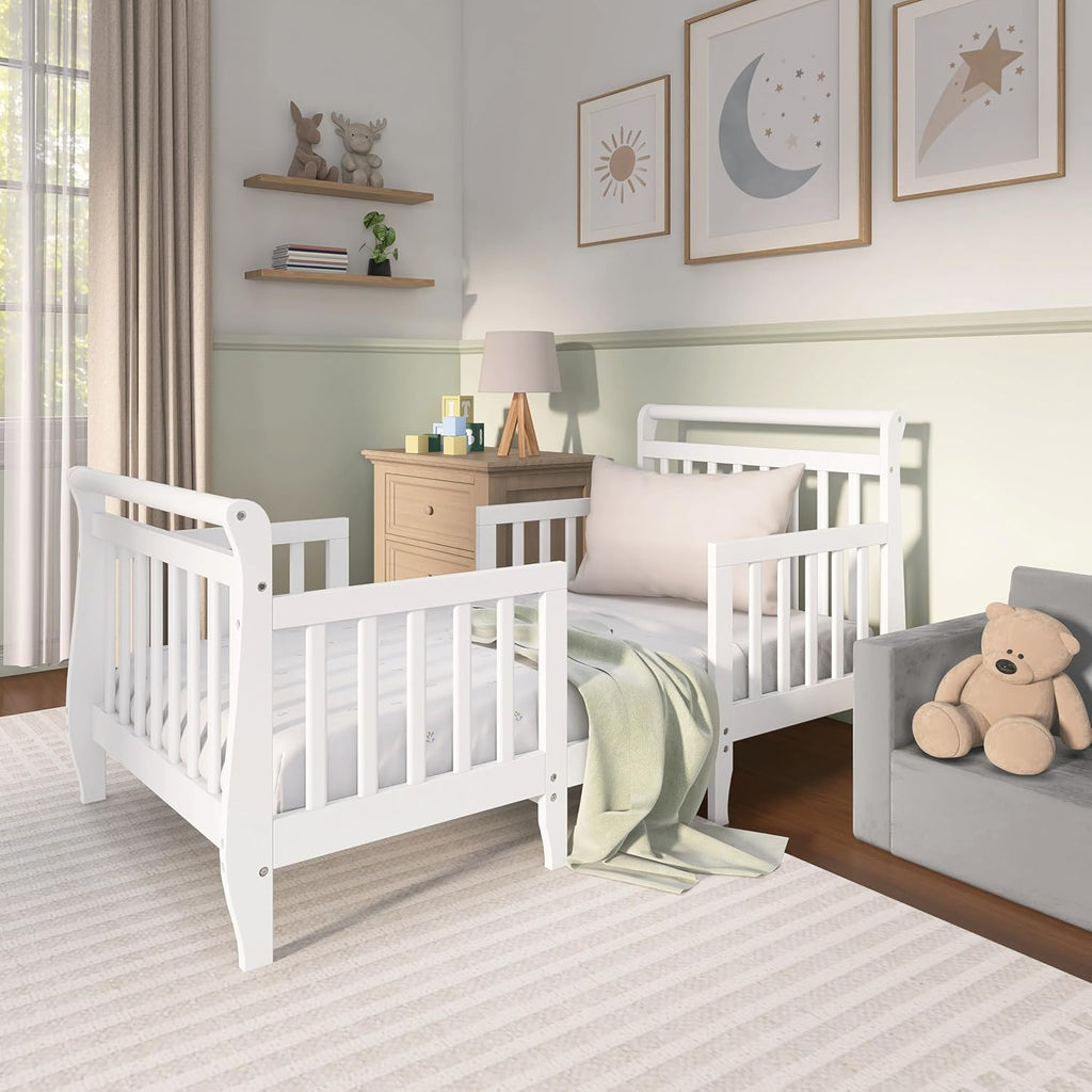 3-in-1 Toddler Bed with Rails, GREENGUARD Gold, White