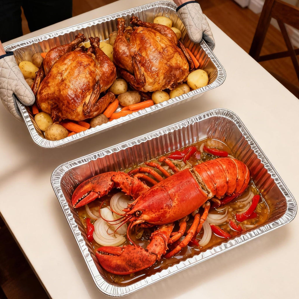 21"x13" Full Size Aluminum Pans, 20 Pack - Heavy Duty Deep Disposable Foil Roasting Pan & Baking Pans, Large Chafing