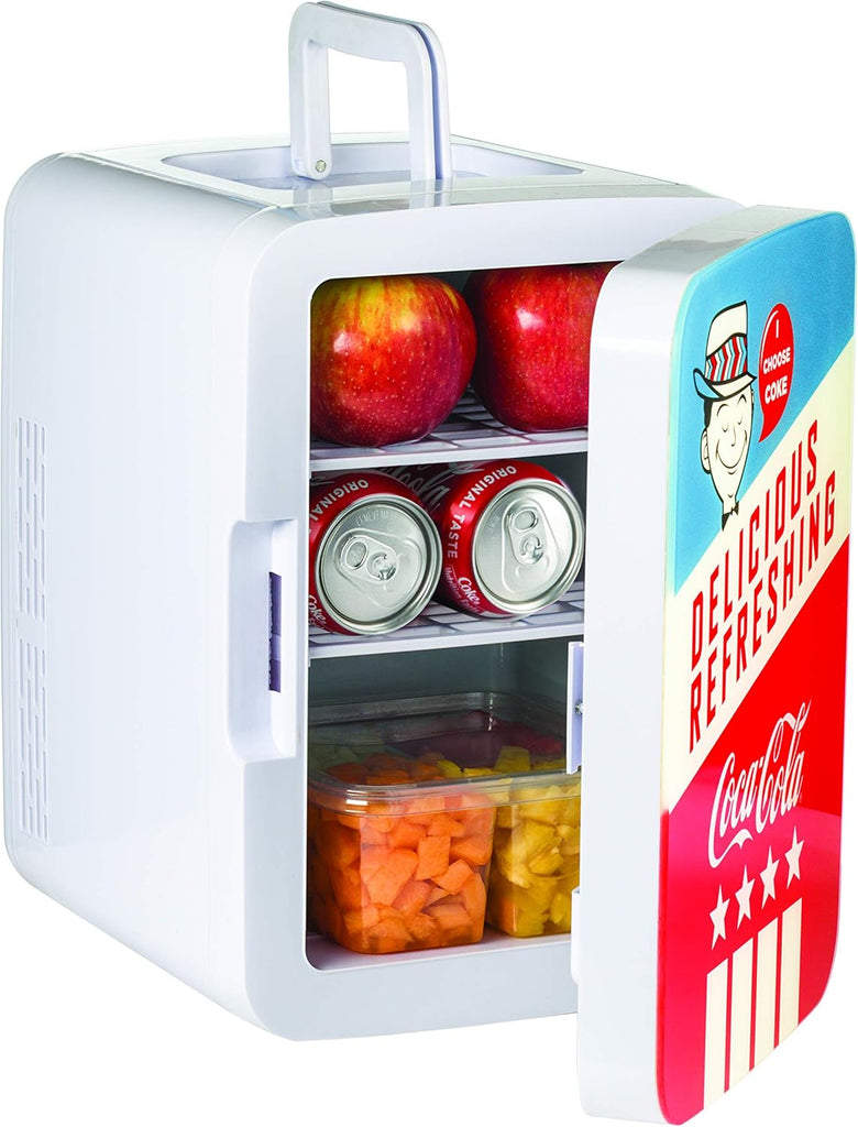 Retro Mini Fridge for Bedroom - Car, Office Desk & College Dorm Room - 10L/12 Can Small Refrigerator - AC/DC 12V