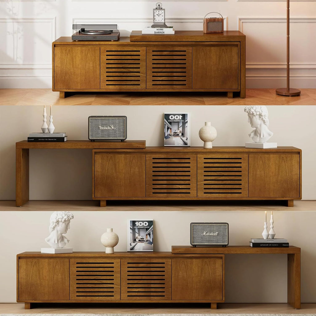 Mid Century Modern TV Stand,Extendable Entertainment Center for 65/70/75/80 Inch TV,Media Console for Living
