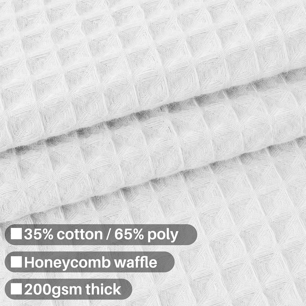 Waffle Weave Extra Long Shower Curtain White, 72x96 | Heavy Weight Fabric, Cotton Blend, Hotel Luxury Spa, Machine