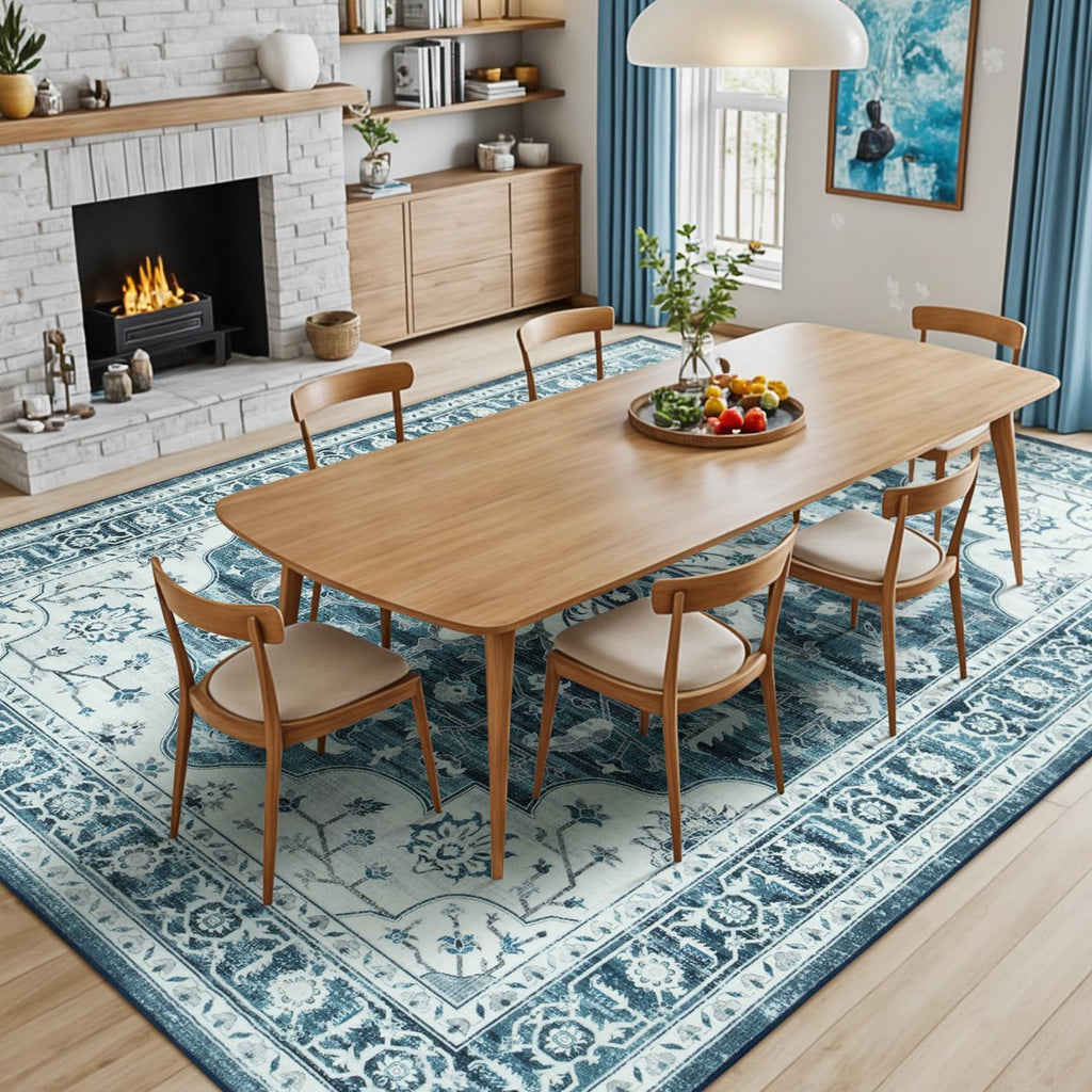 Coastal Blue White Area Rugs