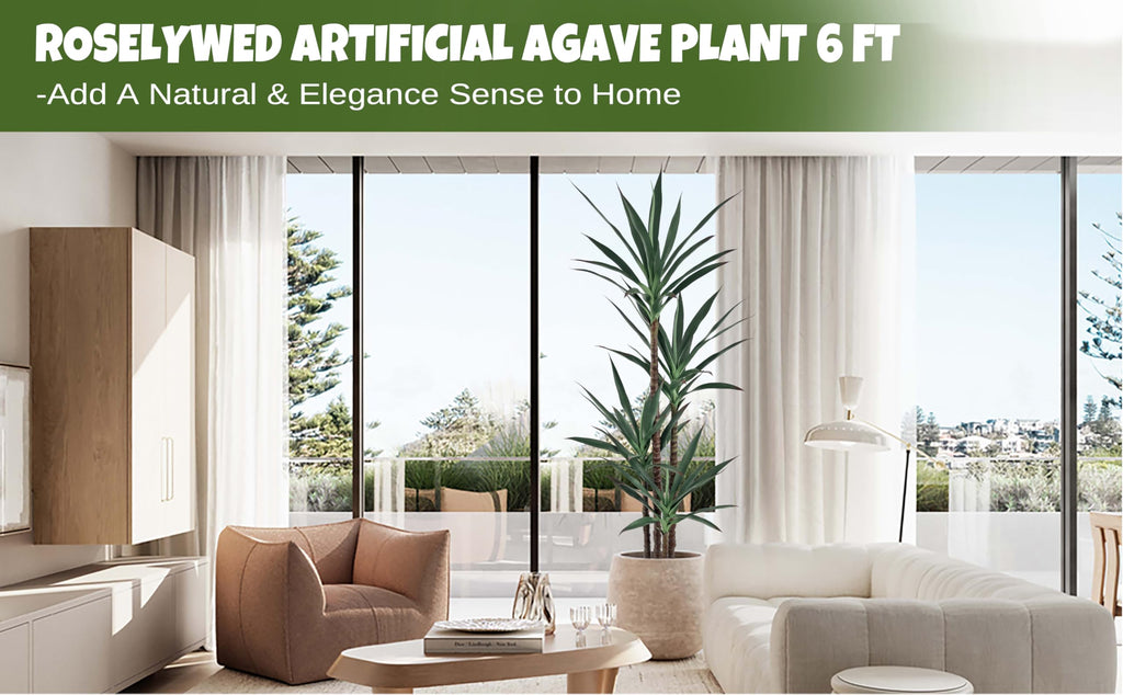 Artificial Agave Plant 6FT with 60 Thick Leaves & 4 Trunks