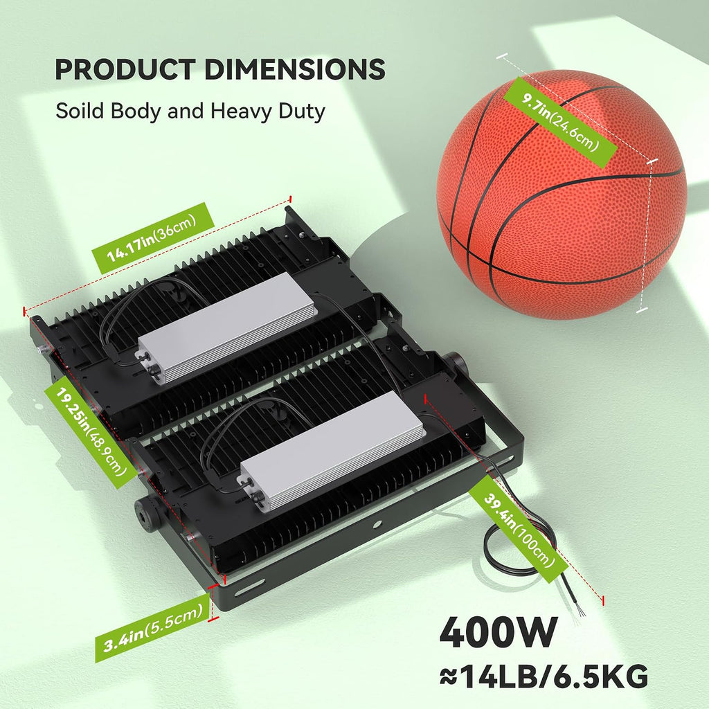 Pro 6 Series 400W 60,000LM LED Stadium Light Outdoor Flood Light, ETL Certified, 100V-277V, 5000K Daylight IP66