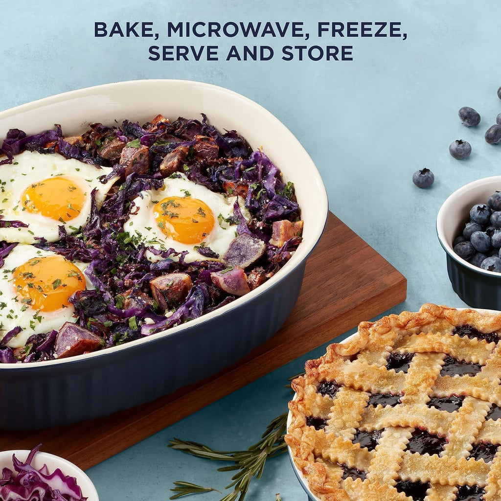 Ceramic Bakeware Set with Lids Chip and Crack Resistant Stoneware Dish, Microwave, Dishwasher, Oven, Freezer and