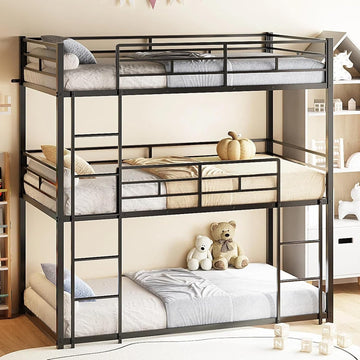 Triple Bunk Bed Twin Over Twin Over Twin, Metal 3 Bunk Bed for Kids, Teens and Adults