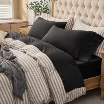 Jersey Knit Sheet Set Solid Black King