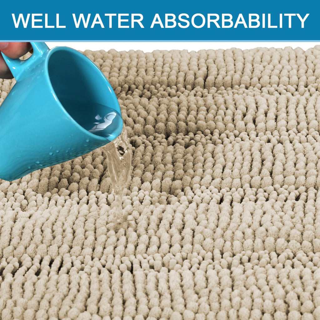 Bathroom Rug Sets 2 Piece Bath Mats Non Slip Thick Soft Chenille Striped Bath Rug achine Washable Shower Floor Rugs