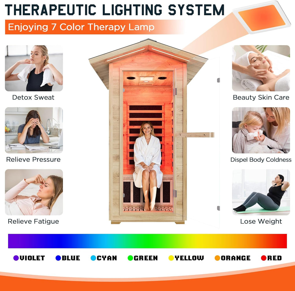 Outdoor Sauna 1 Person, Infrared Saunas for Home