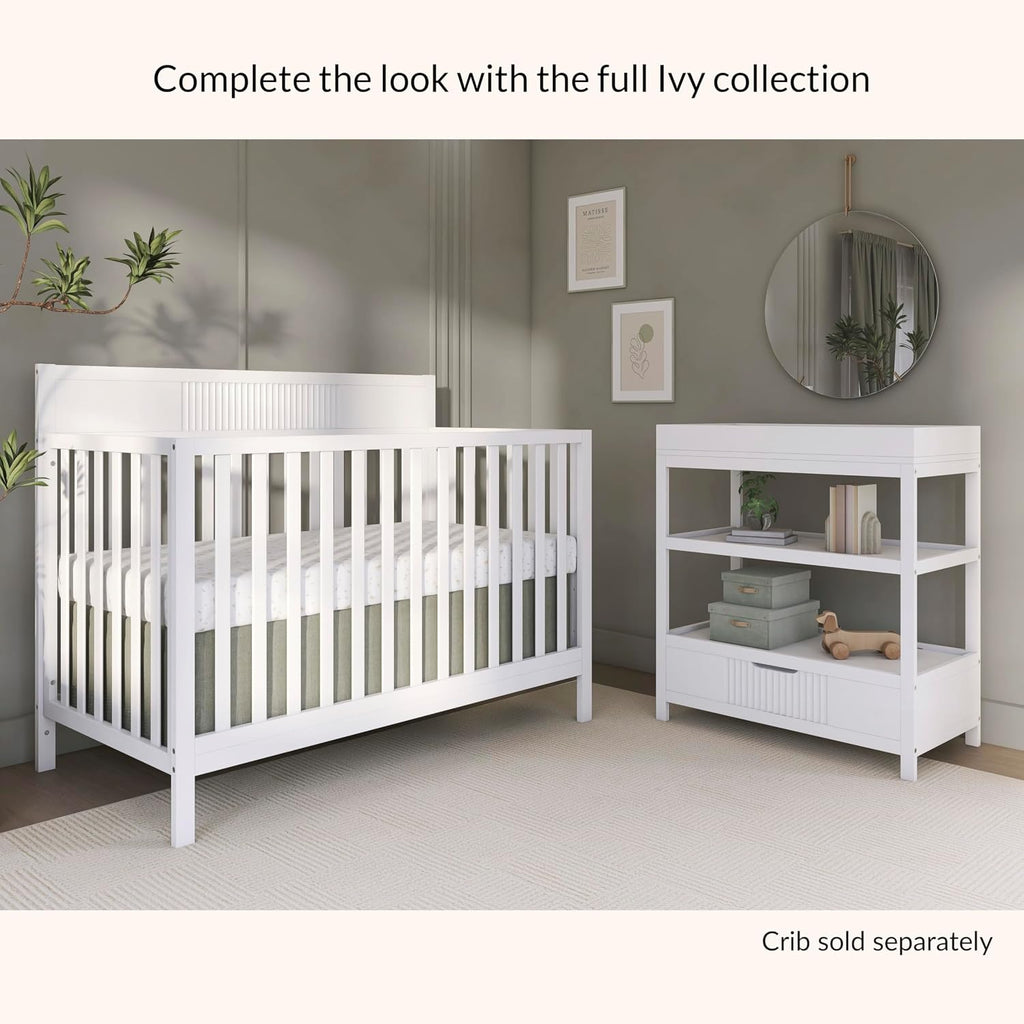 Baby Changing Table - Compact Modern Changing Station with Spacious Drawer & 2 Open Shelves, New Zealand