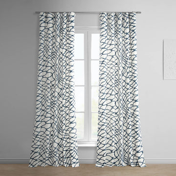 Geometric Abstract Printed Curtains Luxury Cotton Curtains 120 Inches Long (1 Panel) Room Darkening Window Curtains