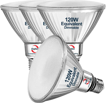 Full Glass LED PAR38 Bulb, 120W Equivalent, Daylight 5000K, 4-Pack