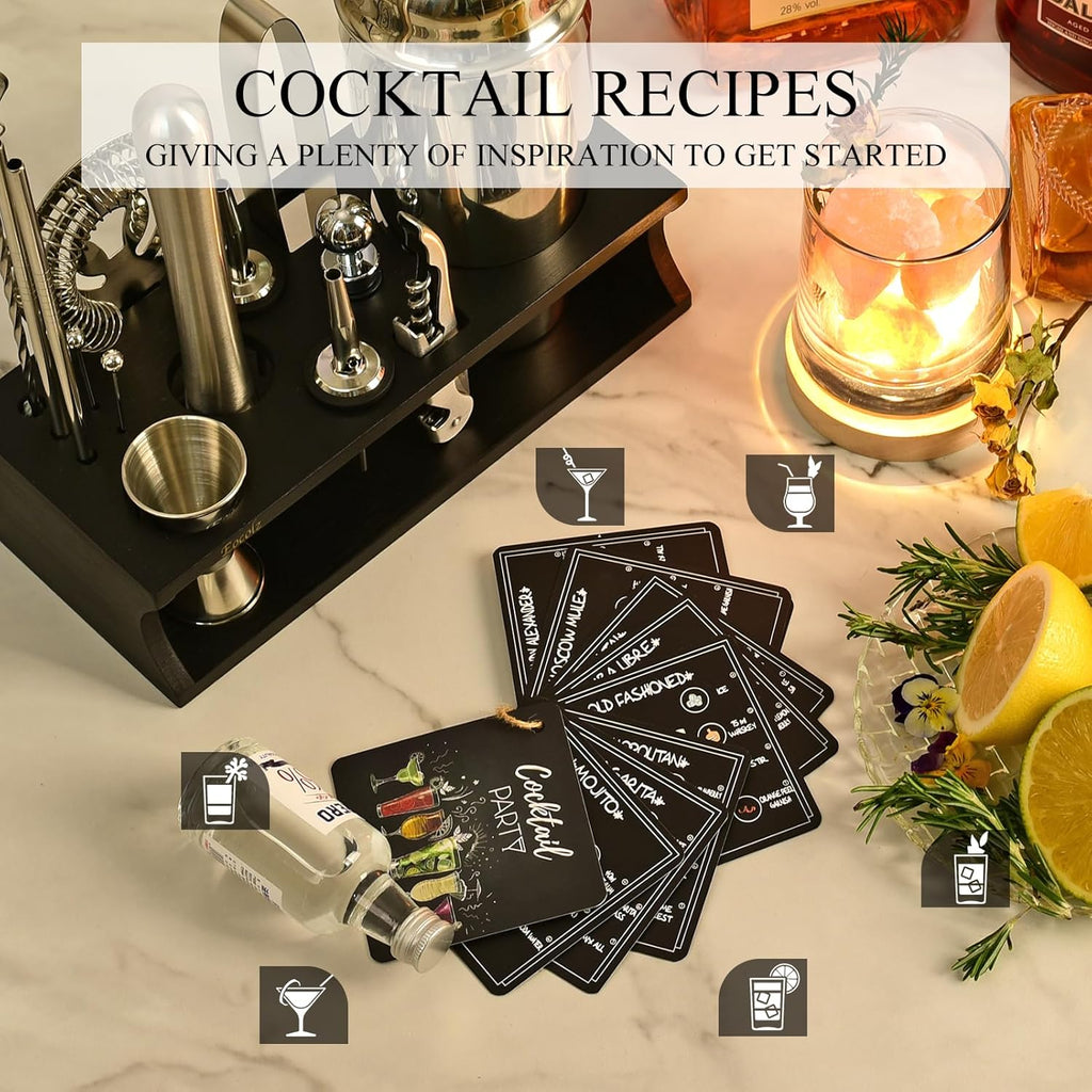Bartender Kit Cocktail Shaker Set with Stand 17-Piece Bar Tool Bar Set for Drink Mixing Home Bartending Kit Bar Cart