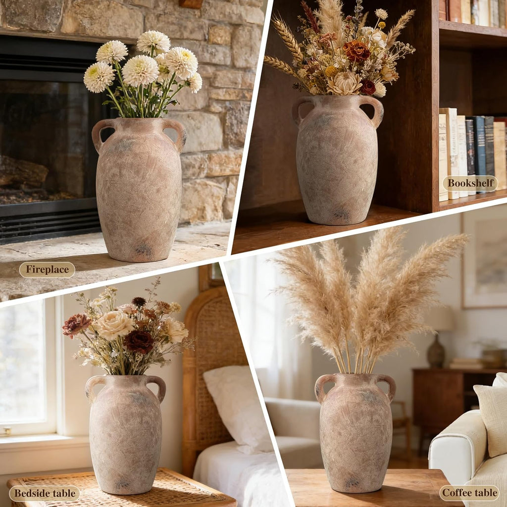 Brown Ceramic Vase-Boho Decorative Vase,Terracotta Tall Vases Decorative Pottery are Suitable