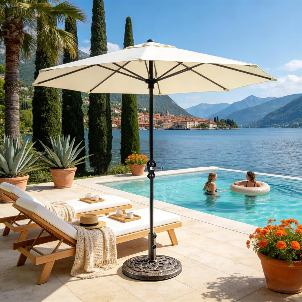 Patio Umbrella Base, Heavy-Duty Resin Outdoor Umbrella Stand, Weather-Resistant Powder Coated Umbrella Holder Pool