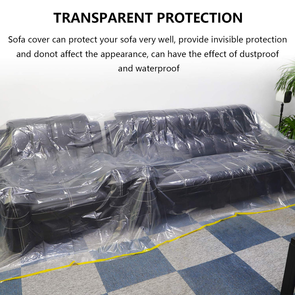 2 Packs 144"/12ft Plastic Sofa Couch Cover, Waterproof Plastic Couch Covers for Furniture for Sectional Sofa