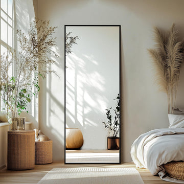 Full Length Mirror with Stand, 69x24 Black Floor Mirror