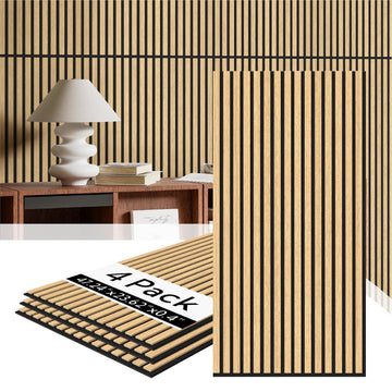 Wood Slat Wall Panels 4 Pack, Acoustic Wall Panels, 47.24'' x 23.62" Each 3D Wall Panels for Interior Wall Decor