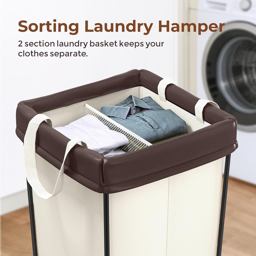 160L Rolling Laundry Basket with Wheels, Rolling Laundry Hamper with Wheels | Double Laundry Hampers Cart on Wheels