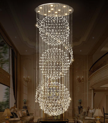 D32'' x H100'' Crystal Chandelier for Entryway High Ceiling Chandeliers Glam Chandelier Modern Large Raindrop Chandeliers LED Dimmable Light Fixtures for Staircaes Foyer Living Room