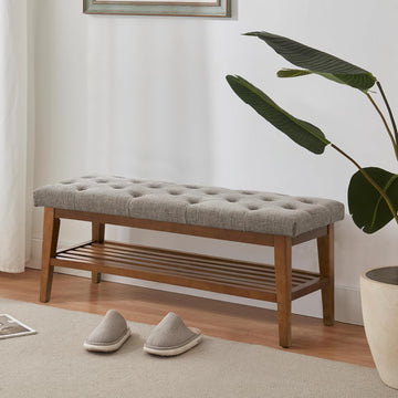 Entryway Shoe Bench, End of Bed Bench,Upholstered Button-Tufted Bench , Fabric Ottoman Bench , Padded Bench with