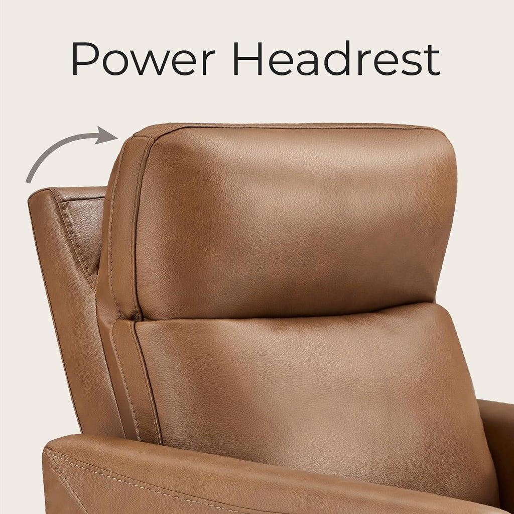 Genuine Leather Power Recliner Chair for Adults, Electric Wall Hugger Recliner , Modern Living Room and RV Recliner