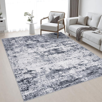 5x7 Area Rug Living Room: Modern Washable Indoor Soft Carpet Grey