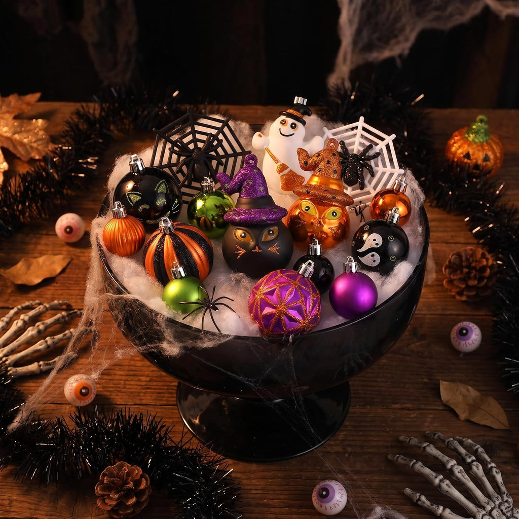 Large Halloween Ornaments Shatterproof Tree Decorations - Set of 40