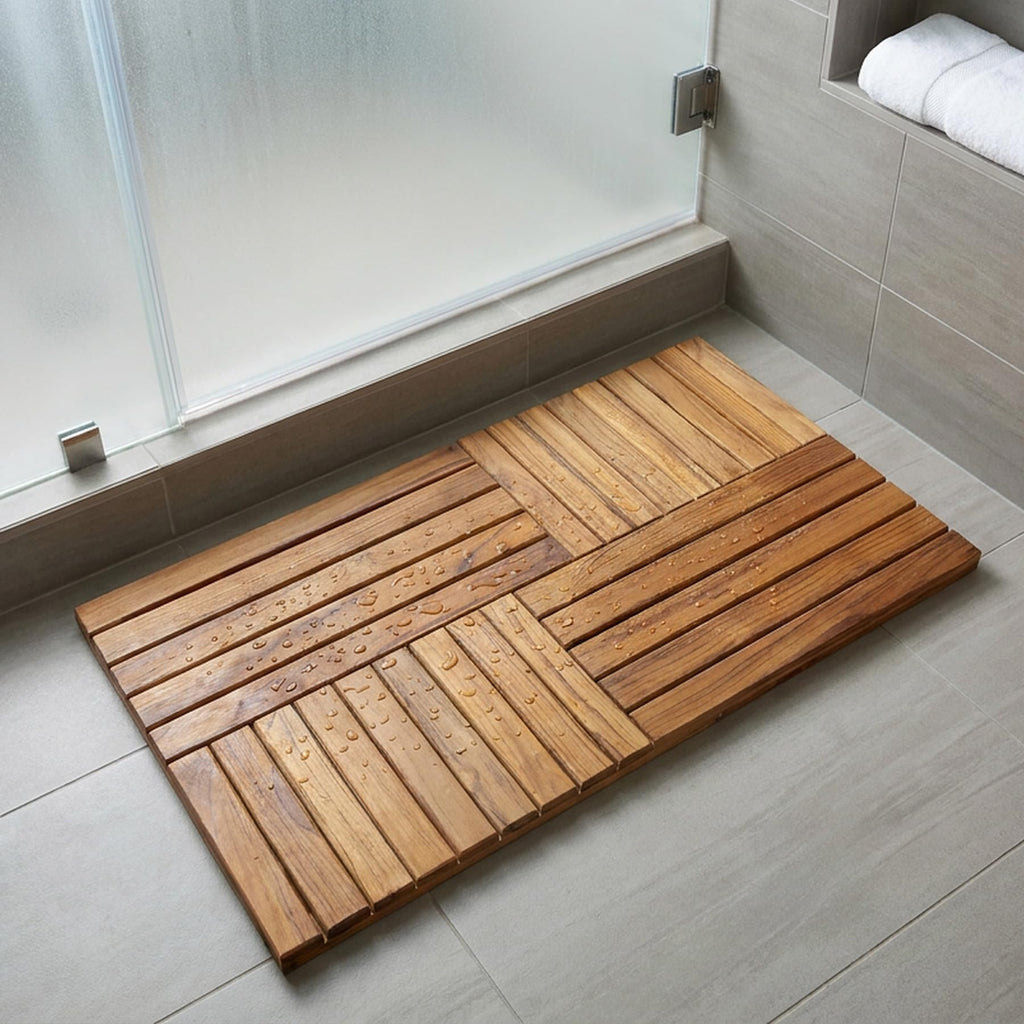 Teak Wood Bath Mat, Extra Large Shower Mats 40 x 20in